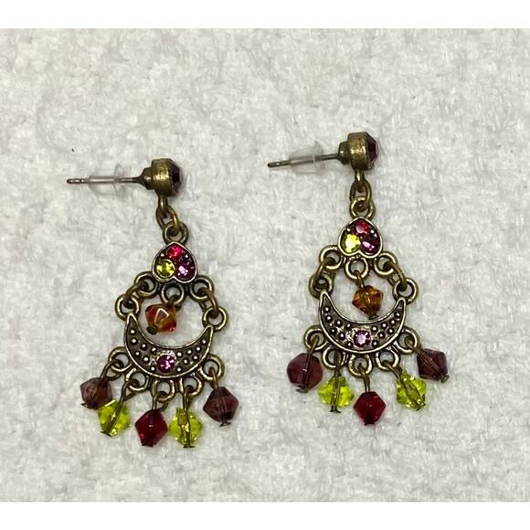 Premier Designs Victorian Chandelier Earrings Antique Gold-Tone Crystals Boho - Picture 3 of 7